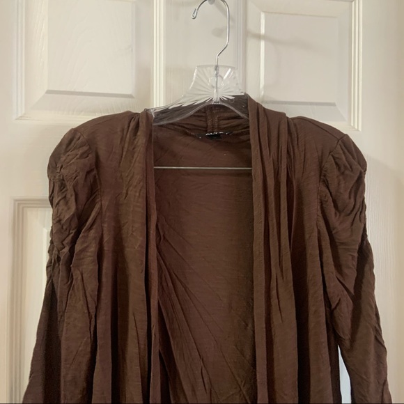 Alyx Brown Open Front 3/4 Sleeve Cardigan Medium - Picture 4 of 6